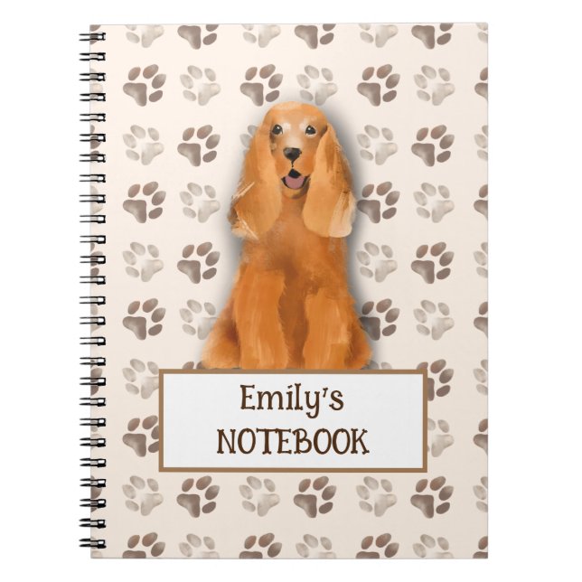 Caderno Espiral Área de ocupação personalizável do cão Cocker Span (Frente)