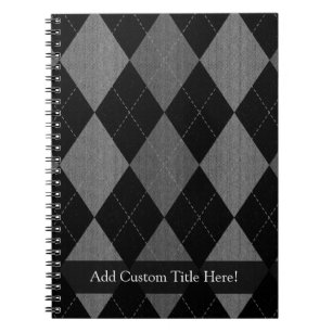Caderno Espiral Argyle Cinza de carvão preto