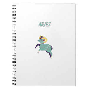 Caderno Espiral Áries Branco, impressão de signo do zodíaco
