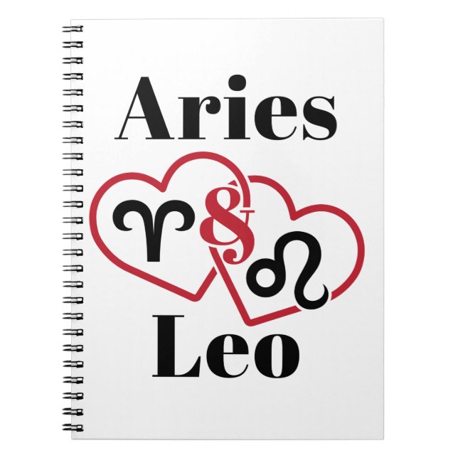 Caderno Espiral Aries e Leo Casais Zodiac Horoscope (Frente)