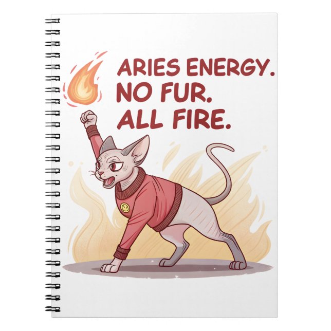 Caderno Espiral Aries Energy Sphynx Cat No Fur All Fire Art (Frente)