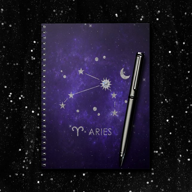 Caderno Espiral Áries roxas | Astrologia Cósmica Horoscópio (Criador carregado)