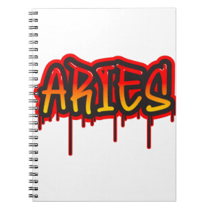 Caderno Espiral ÁRIES Signo do Fogo Arte de Palavra Gotejante Tint