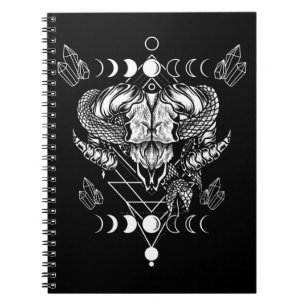 Caderno Espiral Aries Skull Wicca Occulcent Moon Witchcraft