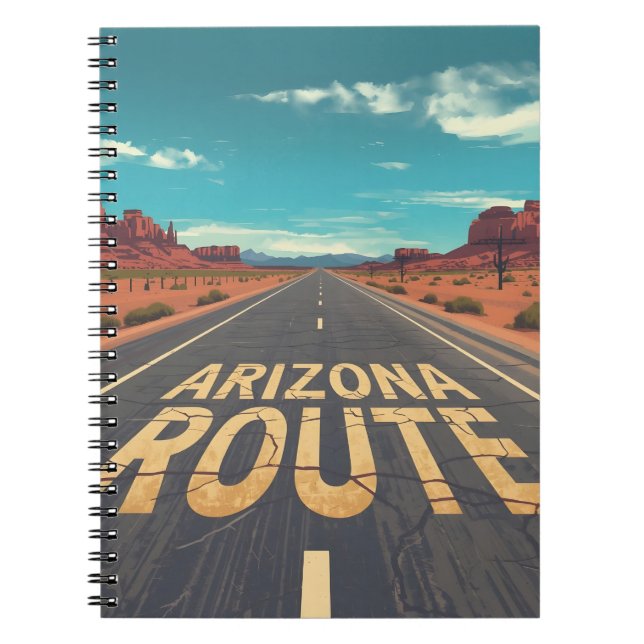 Caderno Espiral Arizona Route Desert Road Graphic Art (Frente)