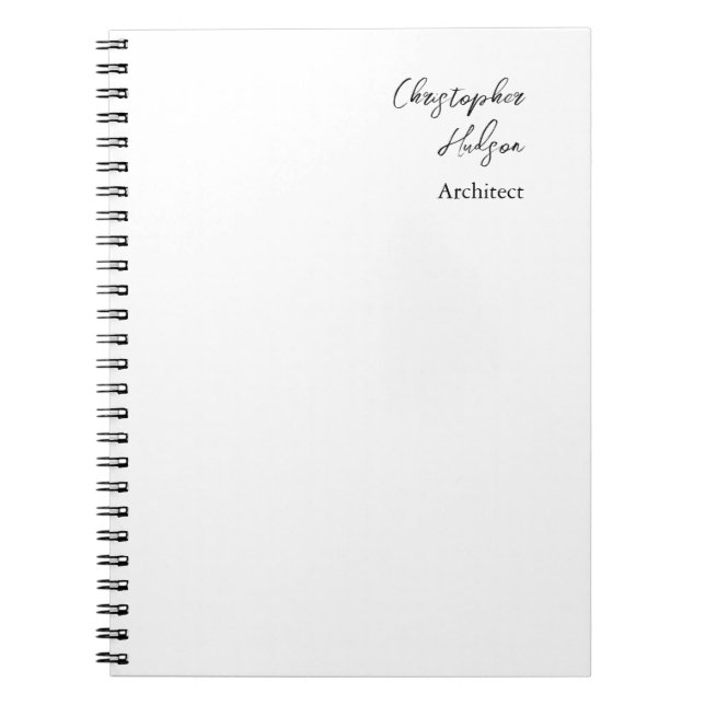 Caderno Espiral Arquiteto branco preto profissional espesso (Frente)
