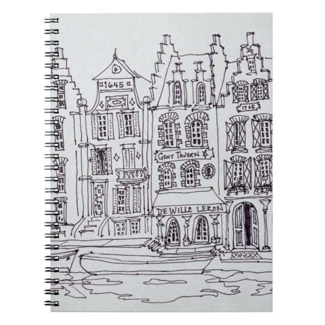 Caderno Espiral Arquiteto flamengo em frente, Gand, Bélgica (Frente)