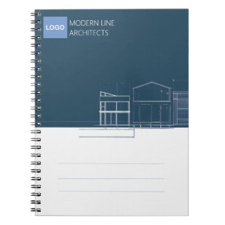 Caderno Espiral Arquiteto Moderno Azul Marinho e Branco Minimalist