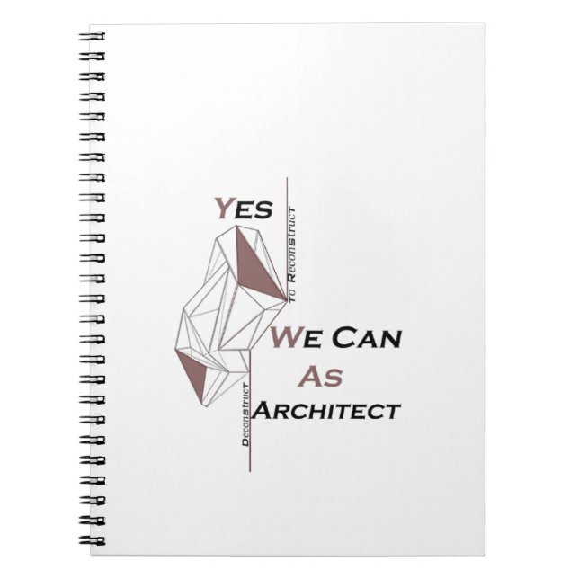 Caderno Espiral arquitetura, design moderna, arte geométrica, pret (Frente)