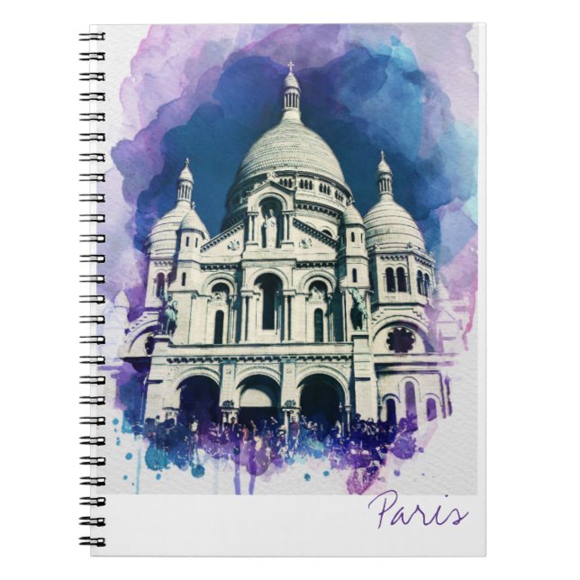 Caderno Espiral Arquitetura Sacré-Coeur Montmartre Paris (Frente)