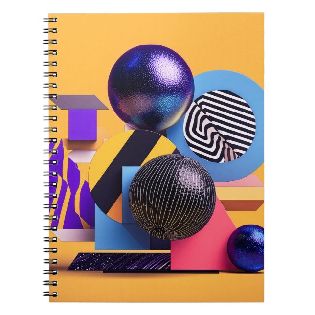 Caderno Espiral Arranjo abstrato com esferas coloridas (Frente)