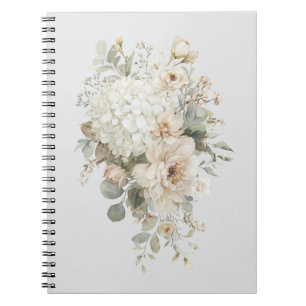 Caderno Espiral Arranjos de Flores de Marfim Adesivo – Floral Eleg