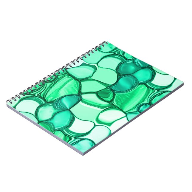 Caderno Espiral Arredondados como pedras em tons de verde claro a  (Left Side)