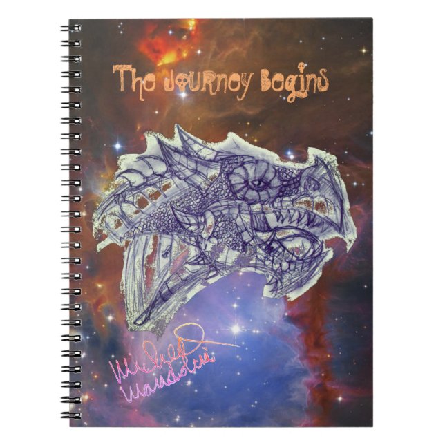 Caderno Espiral Art by Micheal The Journey Bege notebook (Frente)