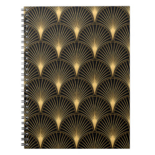 Caderno Espiral Art Deco Black Dourado: Luxo sem costura