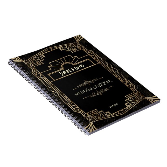 Caderno Espiral Art Deco Black Gatsby 1920 Style Planner (Lado Direito)