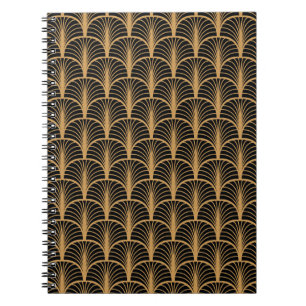 Caderno Espiral Art Deco Clássico: Ornamento Geométrico Vintage.