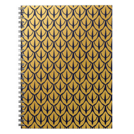Caderno Espiral Art Deco Dragon Scales - Blue and Gold Scales