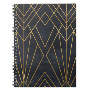 Caderno Espiral Art Deco Elegance: Glamor Geométrico