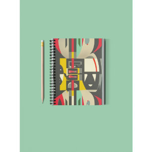 Caderno Espiral Art Deco Encontra-se Moderno do Século Médio