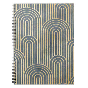 Caderno Espiral Art Deco estilo design luxuoso geométrico pa sem 