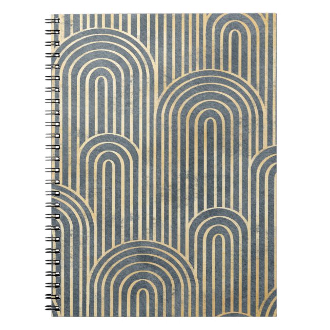 Caderno Espiral Art Deco estilo design luxuoso geométrico pa sem c (Frente)