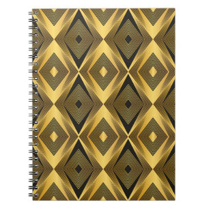 Caderno Espiral Art Deco: Fundo Geométrico de Abstrato