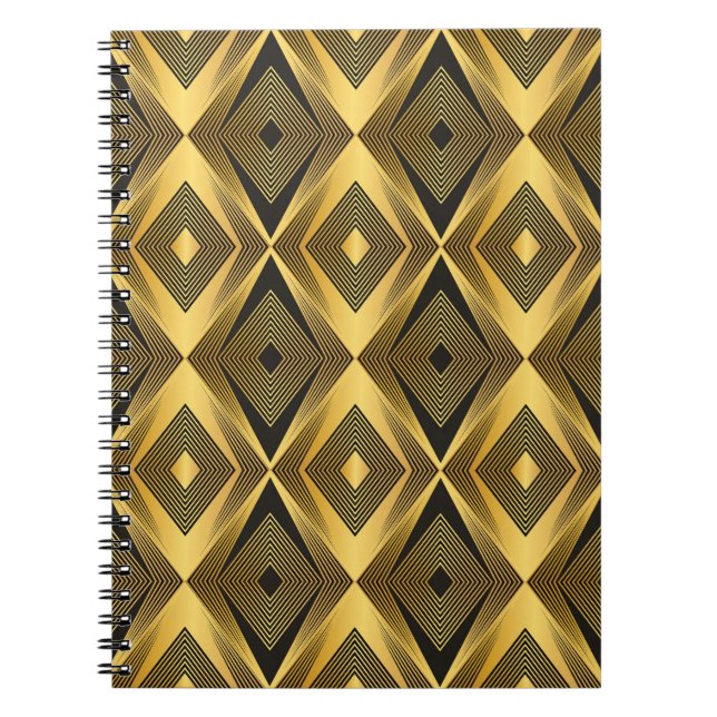 Caderno Espiral Art Deco: Fundo Geométrico de Abstrato (Frente)