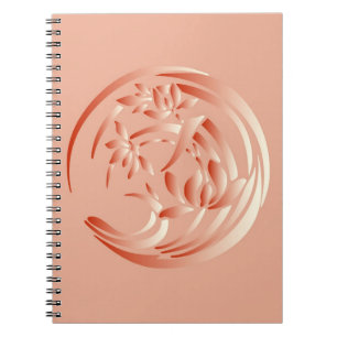 Caderno Espiral Art Deco Lily - Coral - Laranja