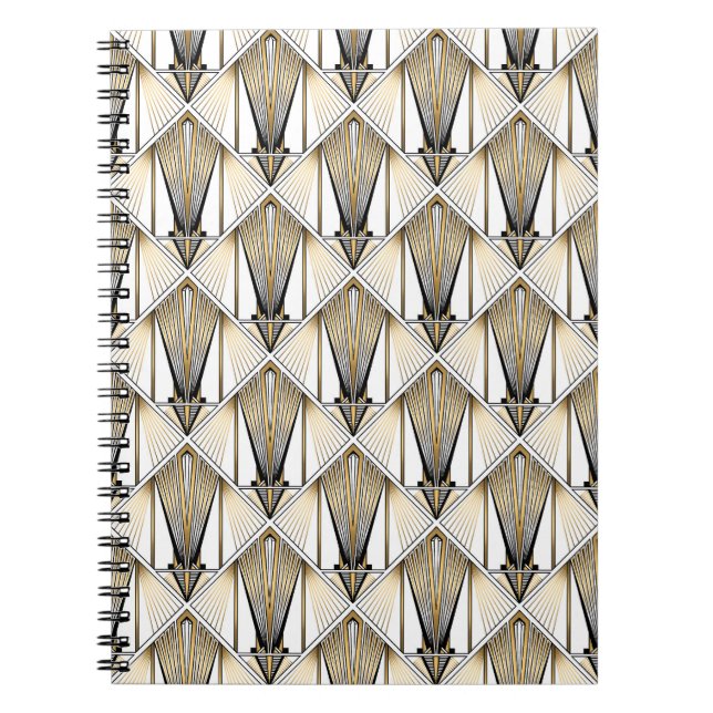 Caderno Espiral Art Deco, luxo de ouro (Frente)