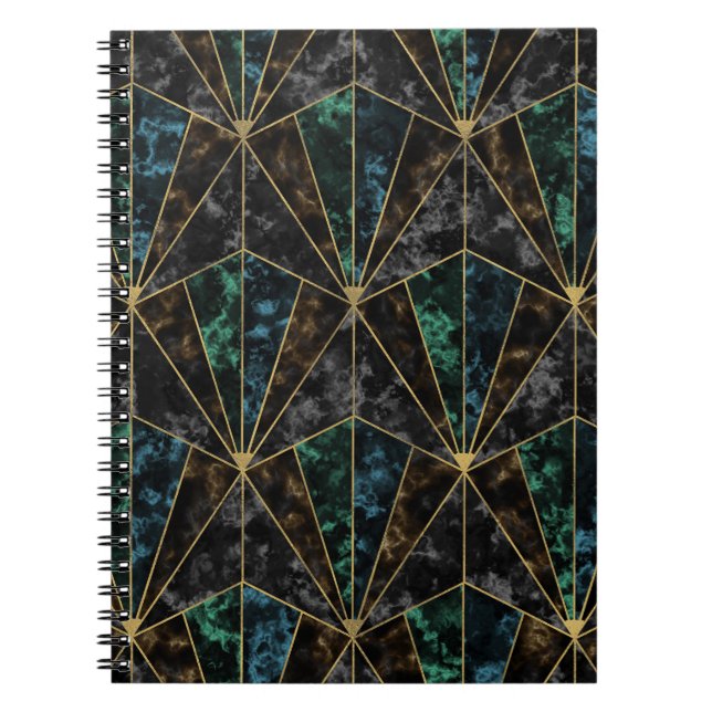 Caderno Espiral Art Deco Marble: Malachite Luxury (Frente)