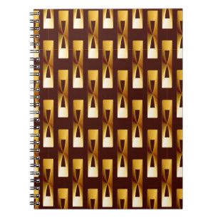Caderno Espiral Art Deco Metálico - Dourado e Chocolate