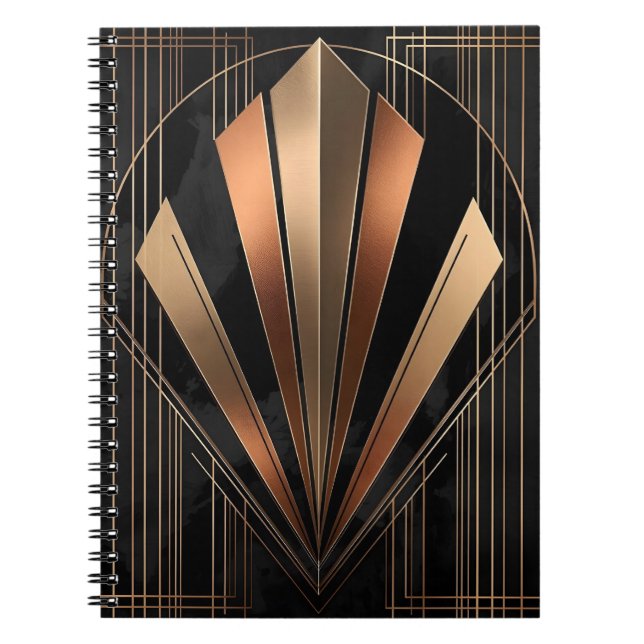 Caderno Espiral Art Deco Metallic Geometric Elegance (Frente)