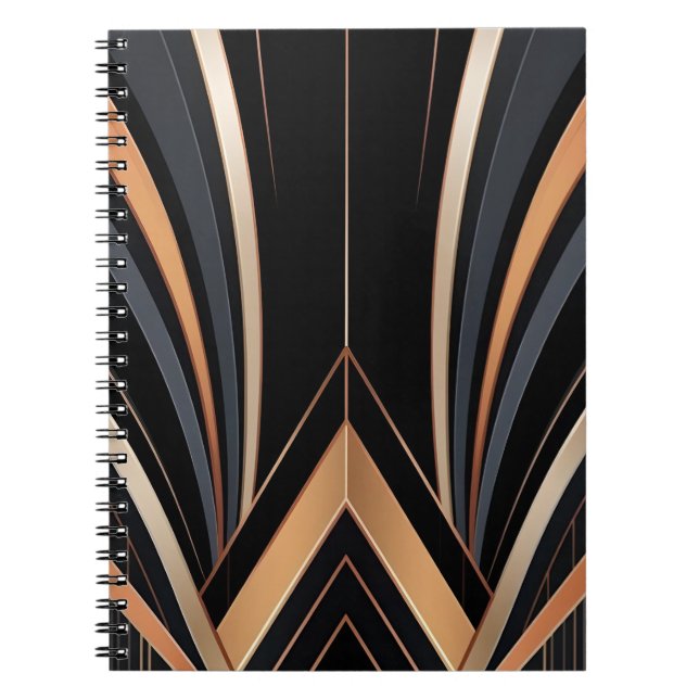 Caderno Espiral Art Deco Metallic Geometric Elegance (Frente)