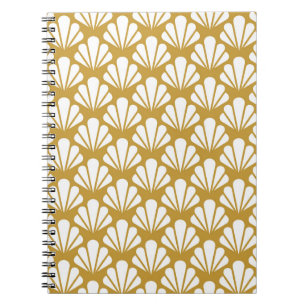 Caderno Espiral Art Deco, padrão floral geométrico sem costura.