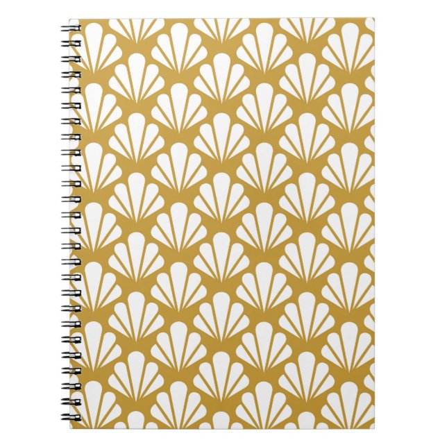 Caderno Espiral Art Deco, padrão floral geométrico sem costura. (Frente)