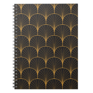 Caderno Espiral Art Deco, Padrão Geométrico Vintage.