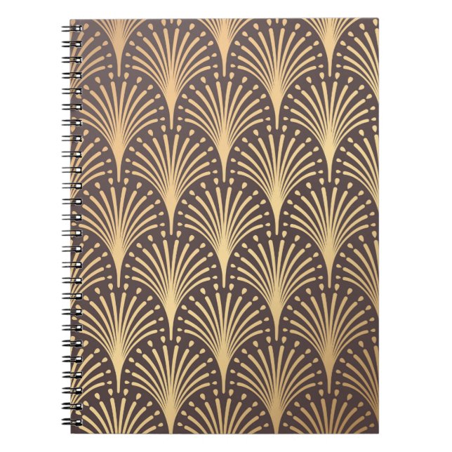 Caderno Espiral Art Deco Pattern. Fundo de ouro perfeito. Mini (Frente)