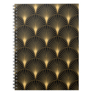 Caderno Espiral Art Deco Pattern. Serralheiro preto sem costura e