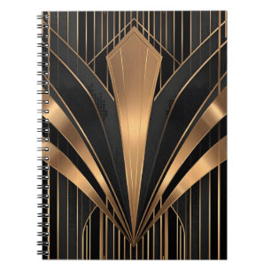 Caderno Espiral Art Deco Sol Nascente Luxuoso em Geometria