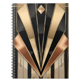 Caderno Espiral Art Deco Sunburst Geometric Luxury Design