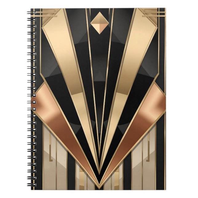 Caderno Espiral Art Deco Sunburst Geometric Luxury Design (Frente)
