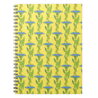 Caderno Espiral Art Nouveau amarelo Ipomoea floral wallpaper damas