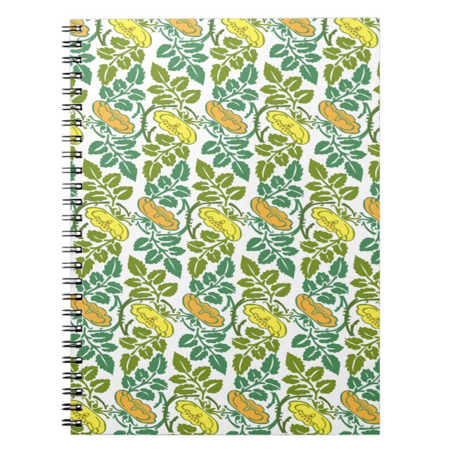 Caderno Espiral Art Nouveau ButterCup - damask floral wallpaper (Frente)