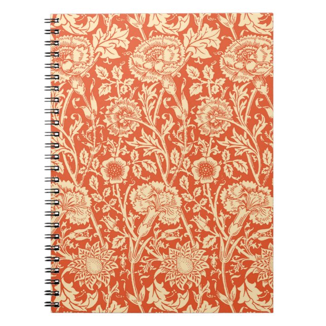 Caderno Espiral Art Nouveau Carnação Damask, Mandarin Orange (Frente)