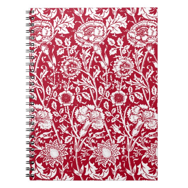 Caderno Espiral Art Nouveau Carnação Damask, Red and White (Frente)