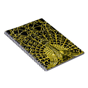 Caderno Espiral Art Nouveau Dourado Peacock