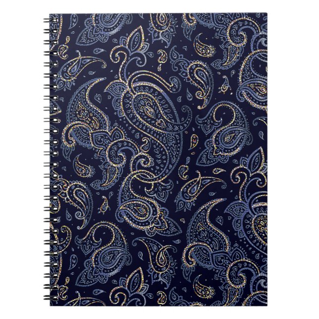 Caderno Espiral Art Nouveau Floral Denim Design (Frente)