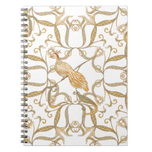 Caderno Espiral Art Nouveau Flores Aves