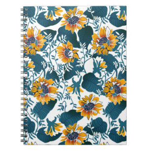 Caderno Espiral Art Nouveau, padrão floral.
